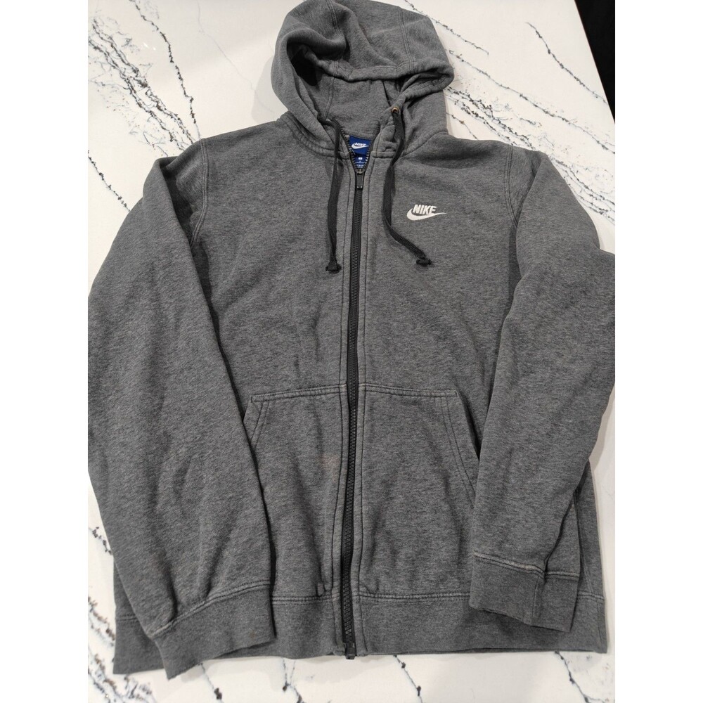 Nike Sportswear Club Fleece Grey Heather full-zip hoodie size Small Y2K Style